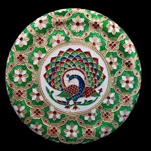 Peacock Tin Canister Stainless Steel Meenakari Green Blue Red Floral   Approxim